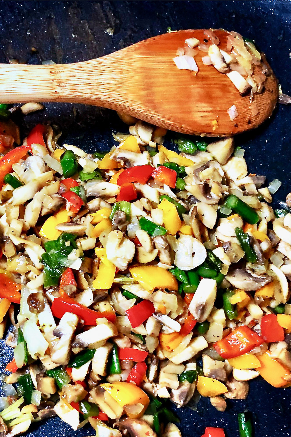 Vegetables for quiche in a pan0