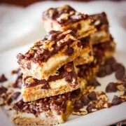 Austrian Chocolate Cream Cheese Bars stacked.