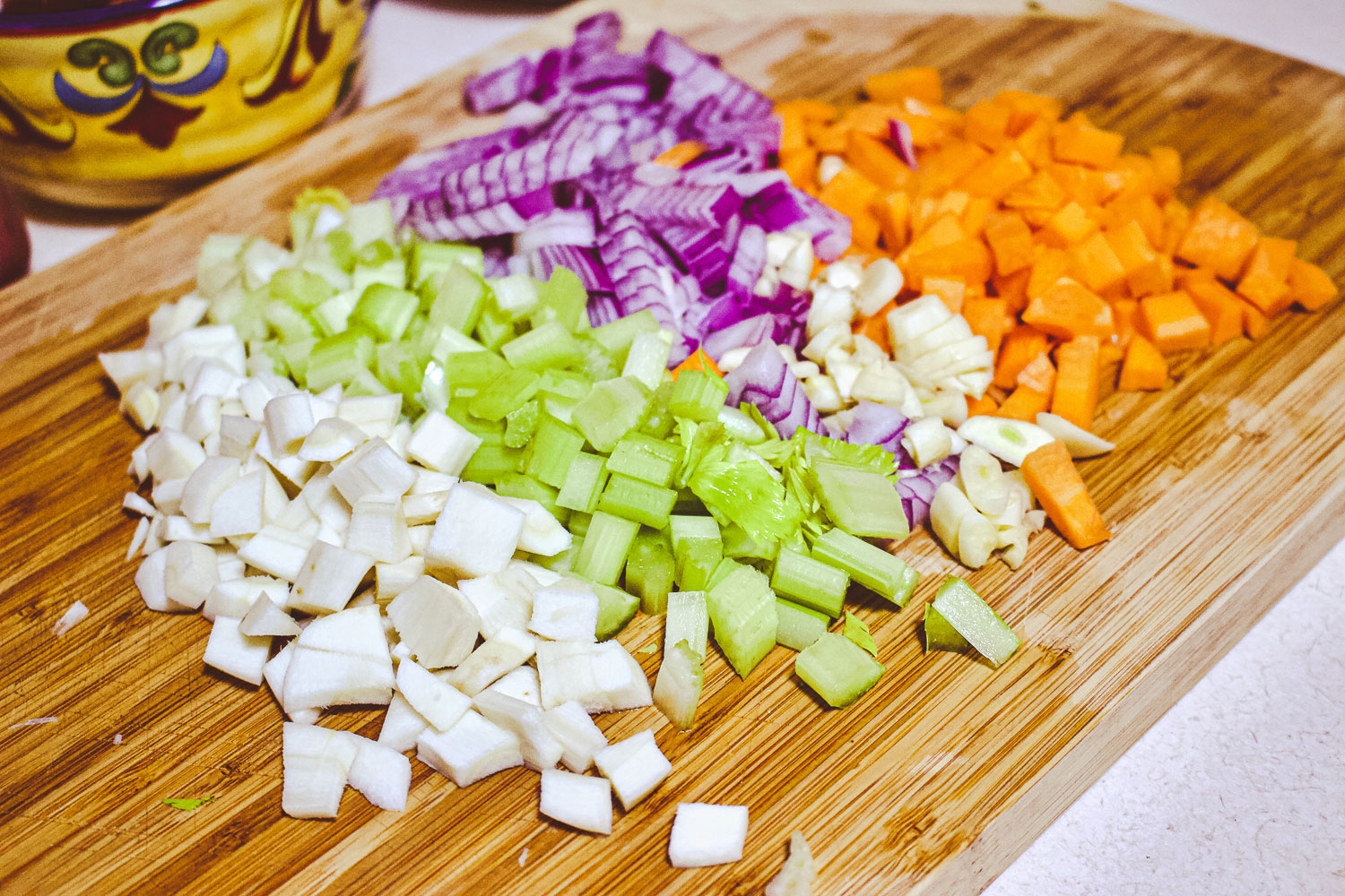 Diced vegetables for Ribollita Soup0