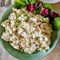 Pineapple Chicken Salad on greens square photo0