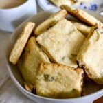 Stacked Apricot sour cream scones on plate