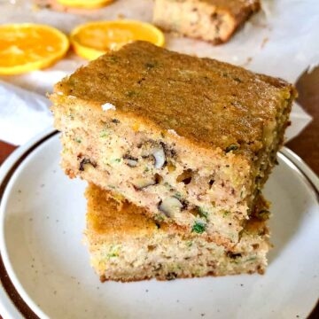Zucchini Orange Walnut Bread close up slices.