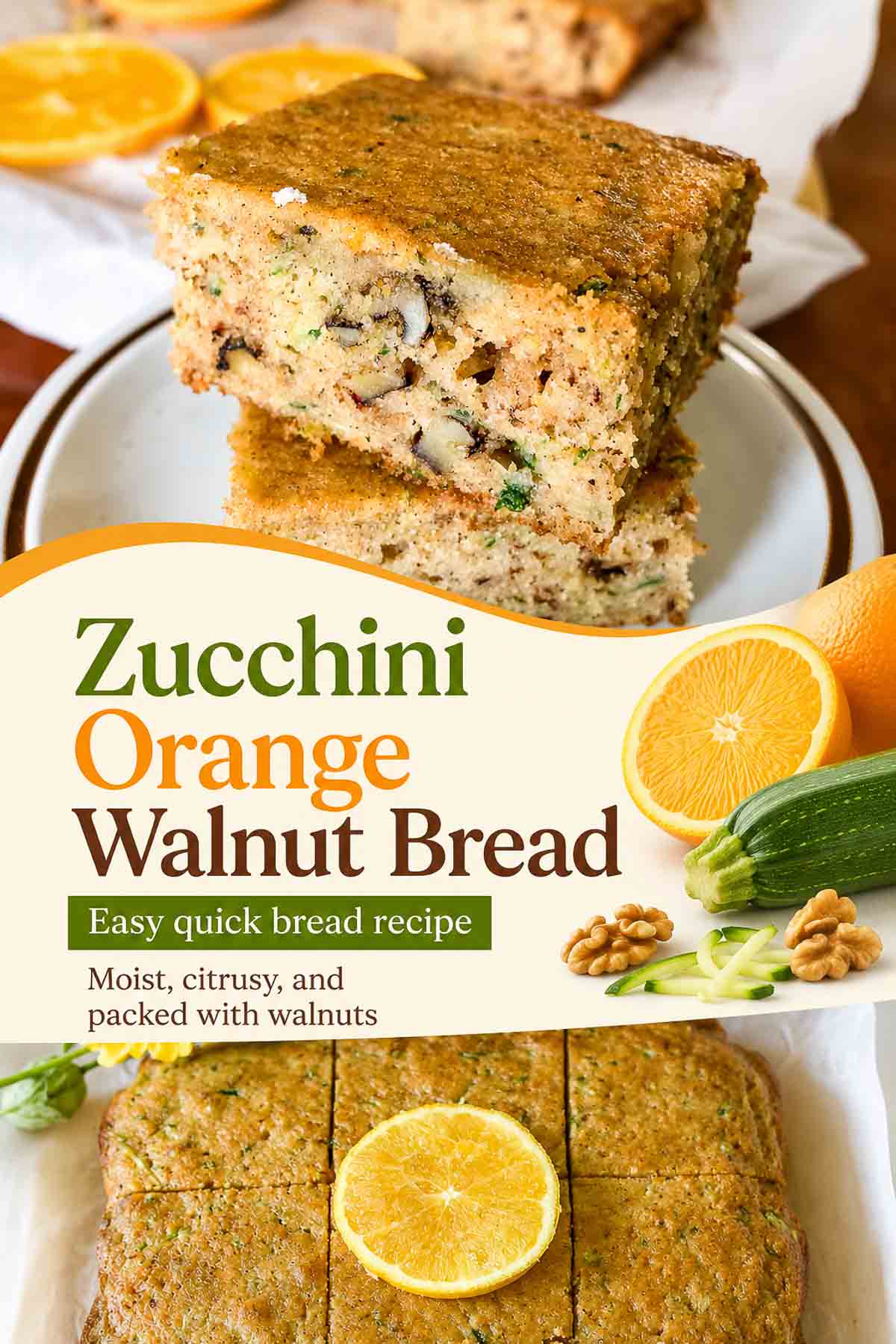 Zucchini Orange And Walnuts Cake Pinterest1 Zucchini Orange Walnut Bread Pinterest collage.