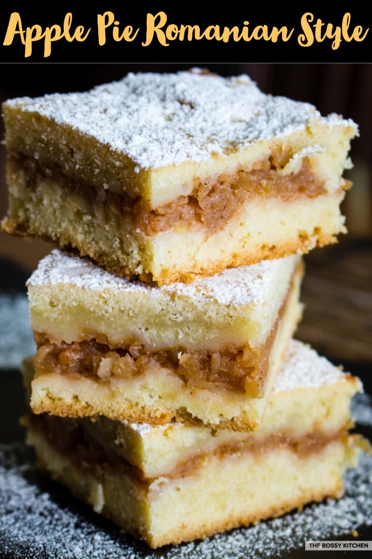 Apple Pie romanian Style- 3 slices on top of each other- close up