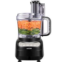 Food Processor 12-Cup, Aicok Food Processor Blender, 1.8L Food Processor 12-Cup, Aicok Multi-Function Food Processor, 1.8L, 3 Speed Options, 2 Chopping Blades & 1 Disc, Safety Interlocking Design, 500W, Black