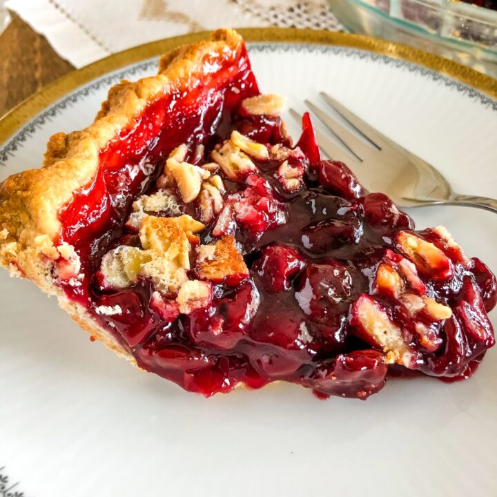 This Sour Cherry Pie is a wonderful recipe to make for the holidays. If you want to bring the flavors of summer to a Thanksgiving meal this is the perfect occasion to make this pie. And what about Christmas? Why not? That would work as well.