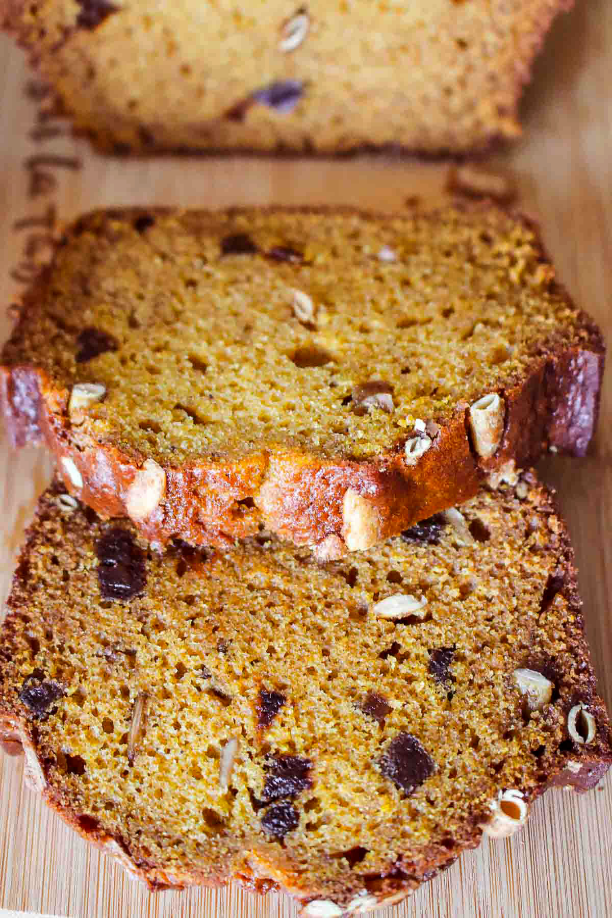 Pumpkin Seed And Apricot pumpkin Sweet Bread- This is a very moist and delicious recipe of pumpkin bread. The surprise in this bread is the addition of dried apricots and the candied pumpkin seeds sprinkled over the bread. Slices of Apricot Pumpkin Bread With Pumpkin Seeds.