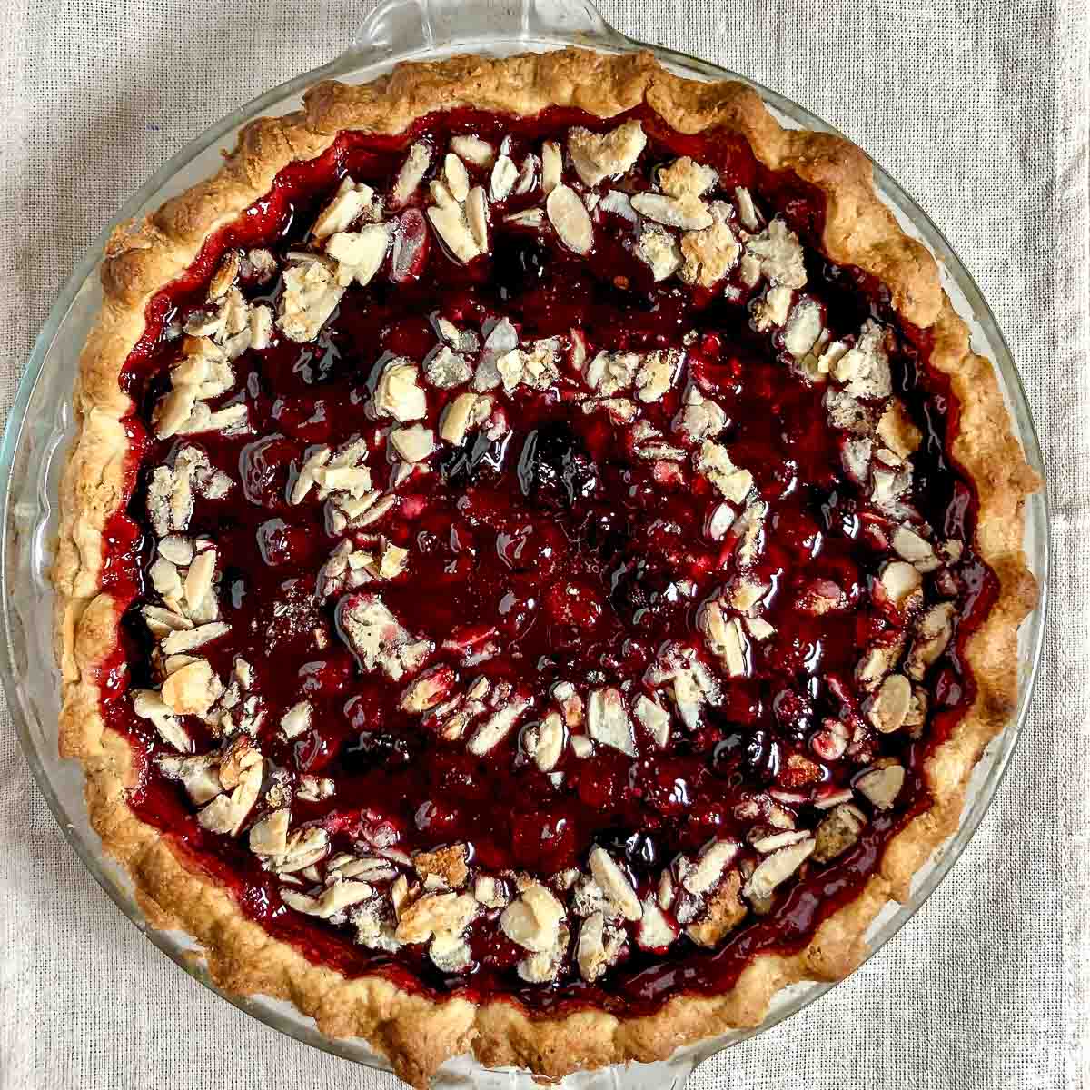 Sour Cherry Pie overhead image.