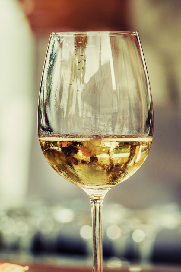 Glass of white wine.