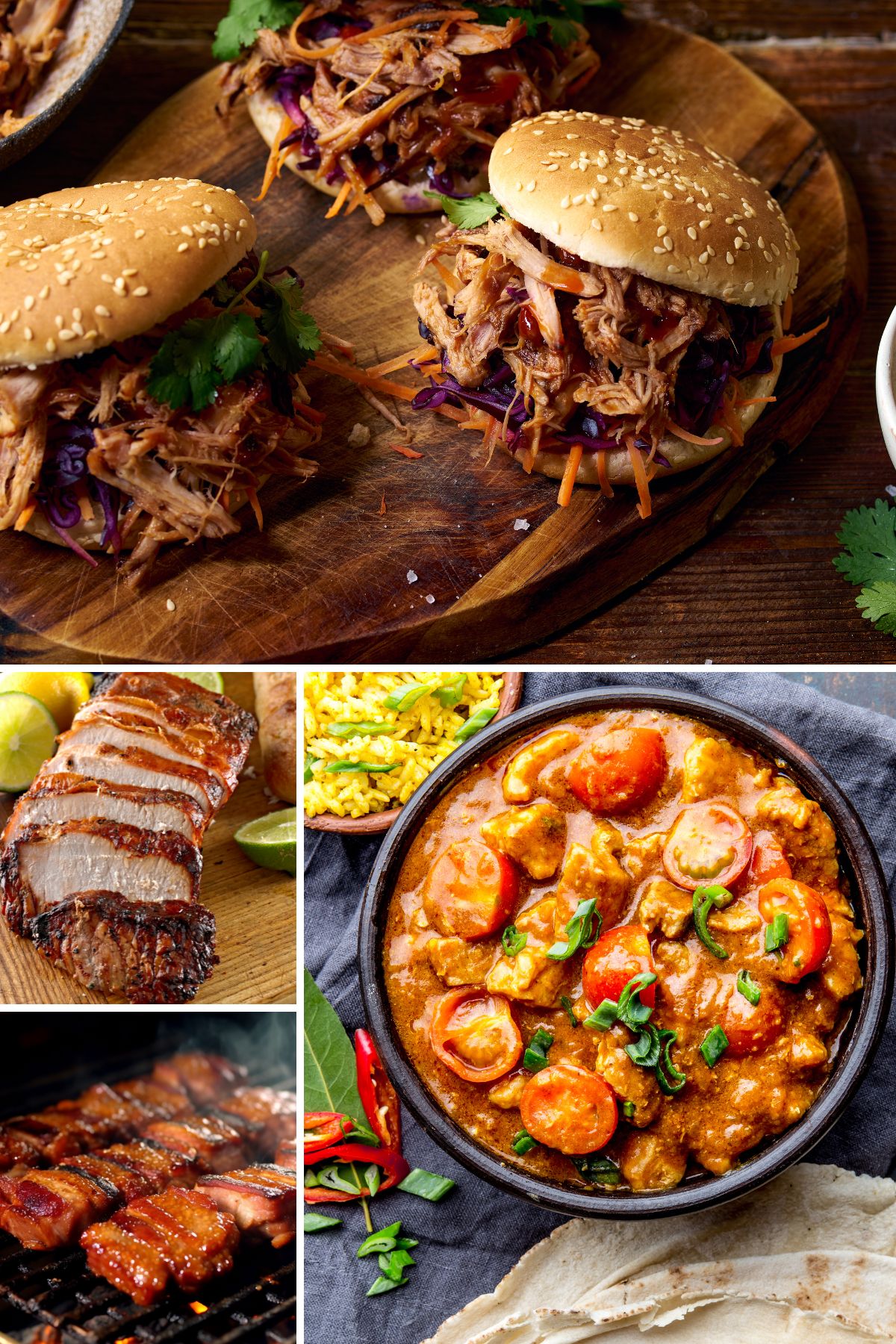 10 pork recipes from The Bossy Kitchen to make during the cold season. Most of these recipes are easy to make and great for any day of the week. #pork #porkrecipes #easyrecipes #dinner Collage of Recipes With Pork.