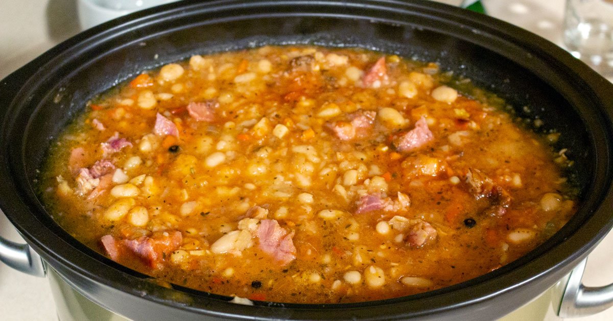 Beans With Pork Shank In The Crock Pot The Bossy Kitchen