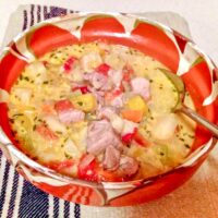traditional Romanian sour soup with pork and vegetable11