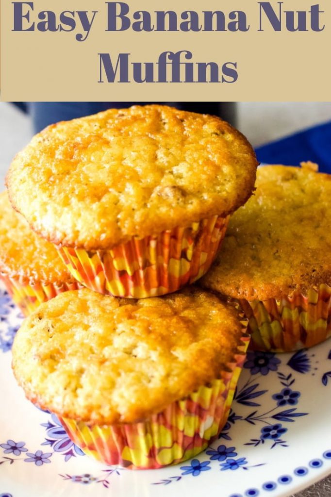 easy banana nut muffins easy banana nut muffins- pinterest featured picture