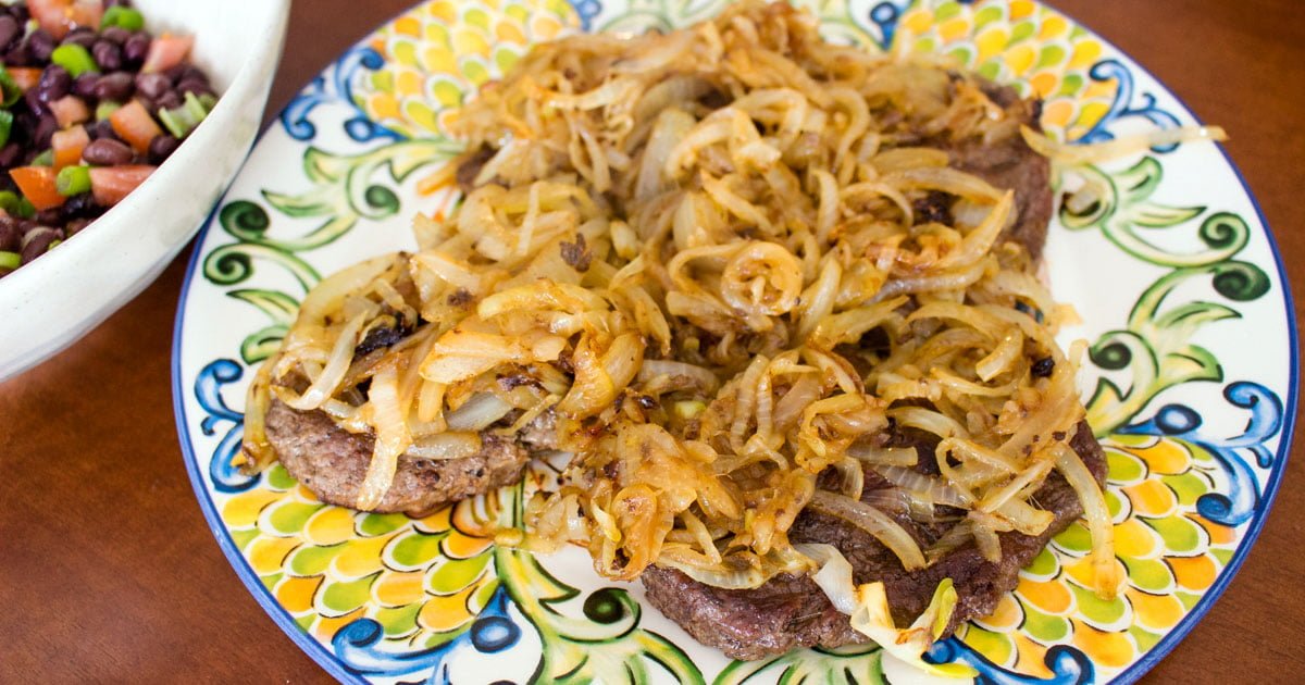Authentic Mexican Bistec Encebollado Steak And Onion