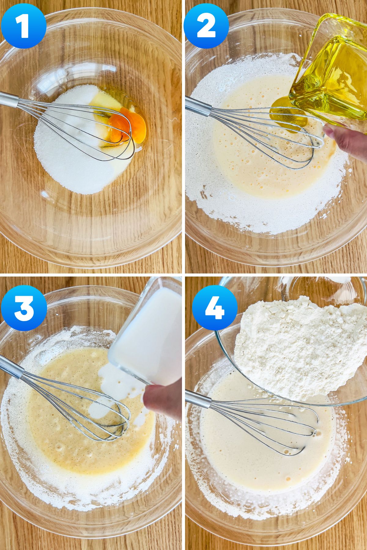 Cake batter steps for Pasca collage