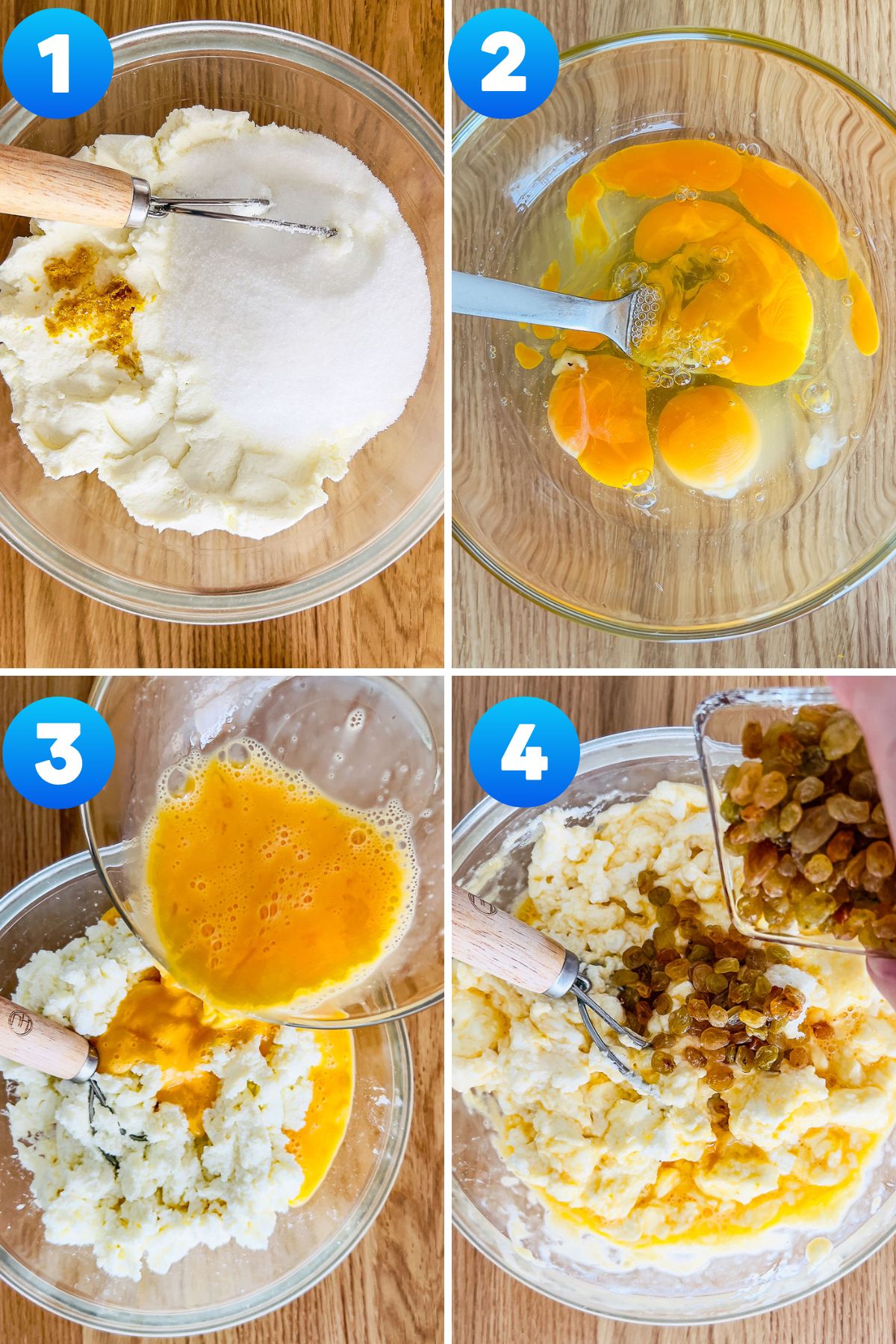 Cheese mixture steps for Pasca- collage