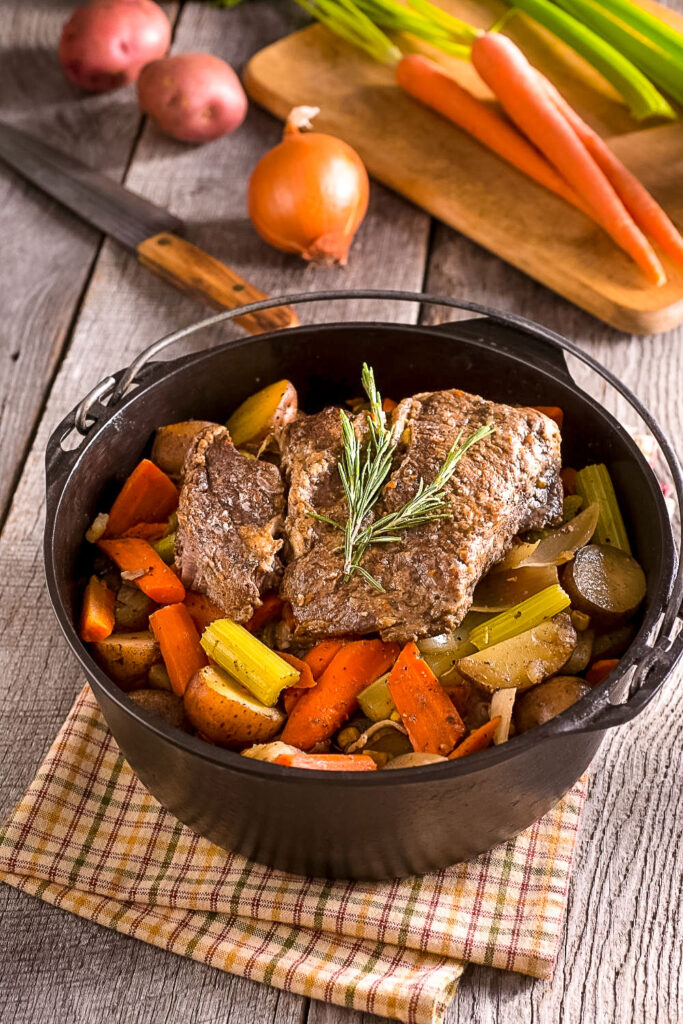 How To Make A Classic Chuck Roast with Vegetables66 Pot Roast with vegetables in cast iron0