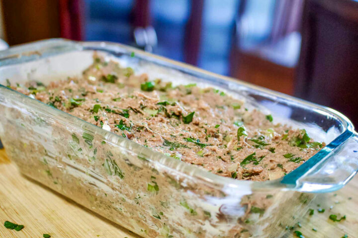 Unbaked Stuffed Meatloaf with hard boiled eggs1200