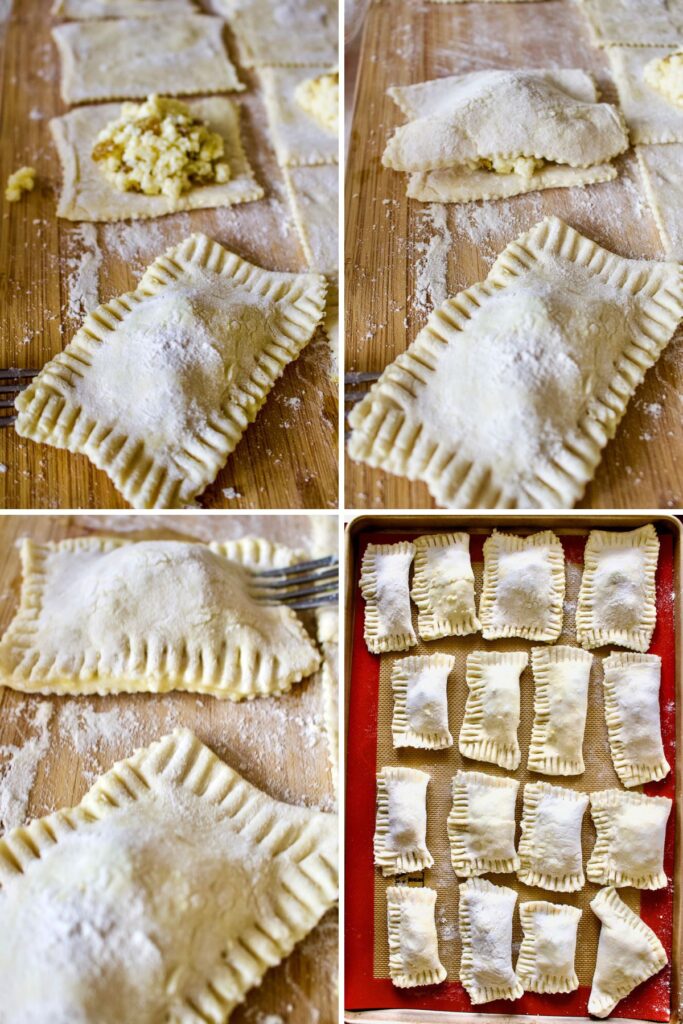 Fill and seal the pastry collage of stepts