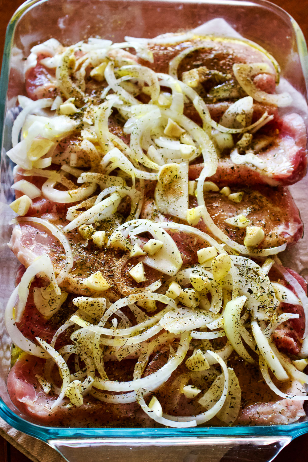 Pork chops with garlic and onions0