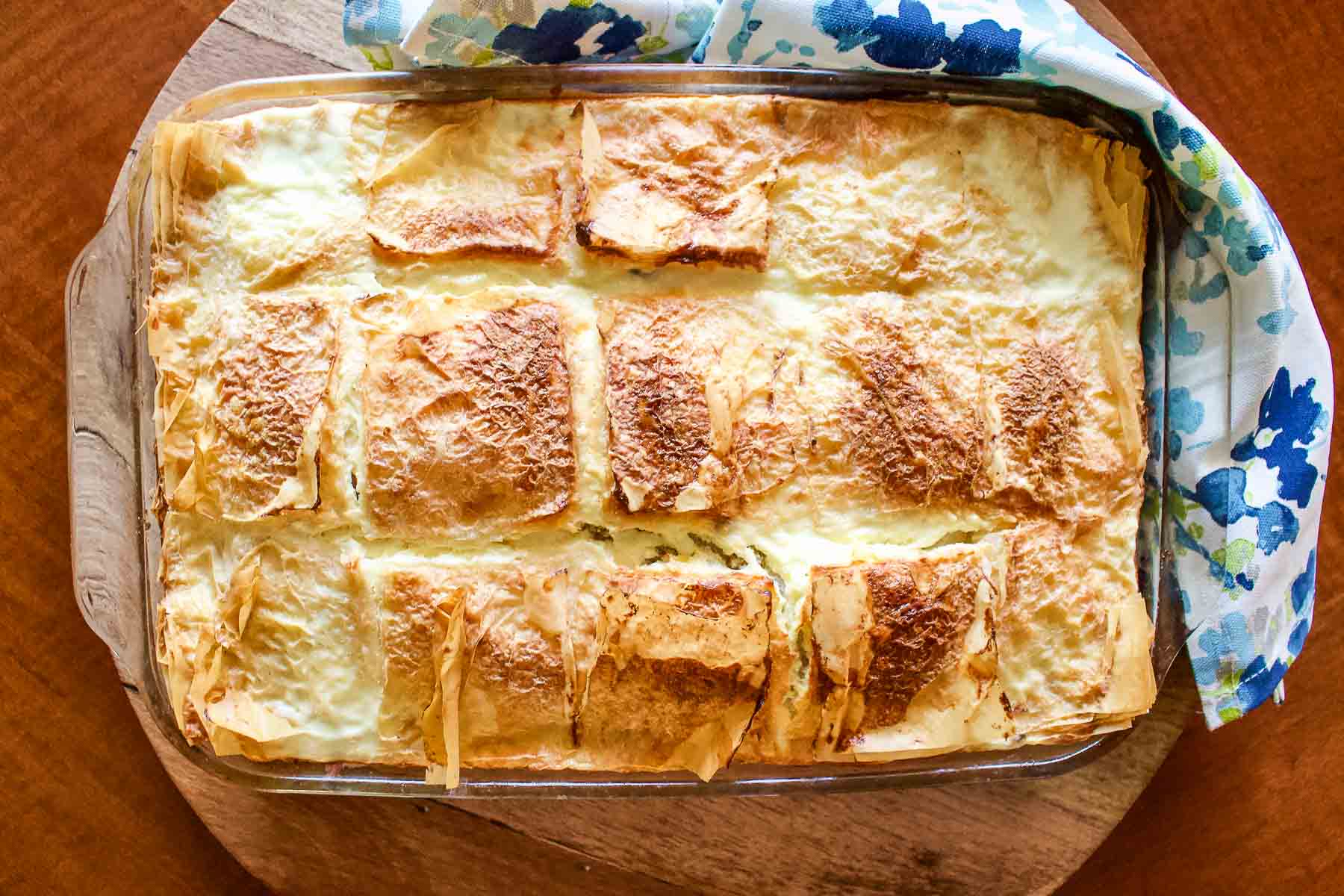 Sweet Cheese Slab Pie1616 Baked sweet cheese slab pie out of the oven.