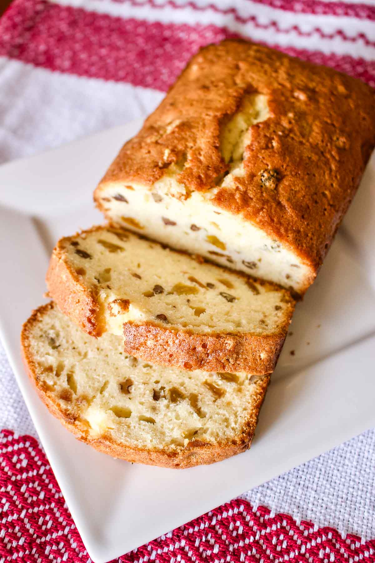 Bishops Bread sliced on a tray.