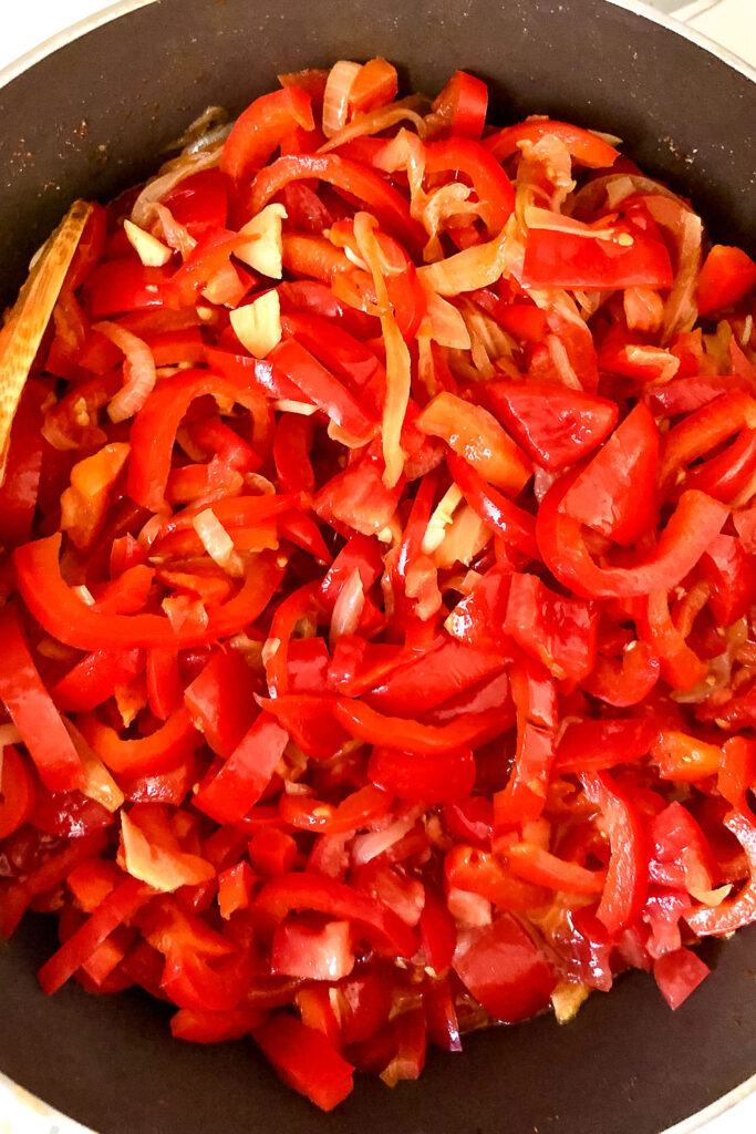Lecso vegetables cooking in the pan