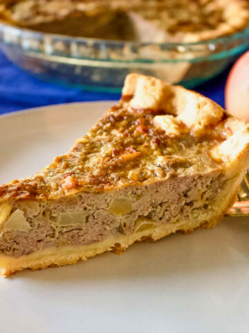 Slice of Pork And Apple Pie With Cheddar.