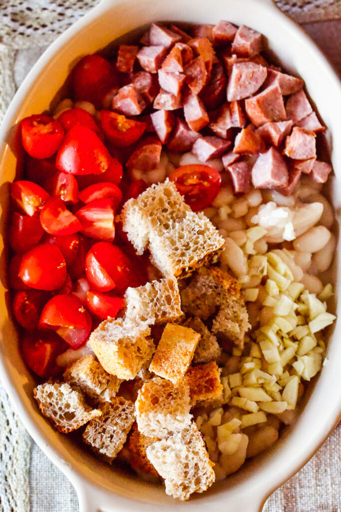 Ingredients for Sausage and Beans Casserole0