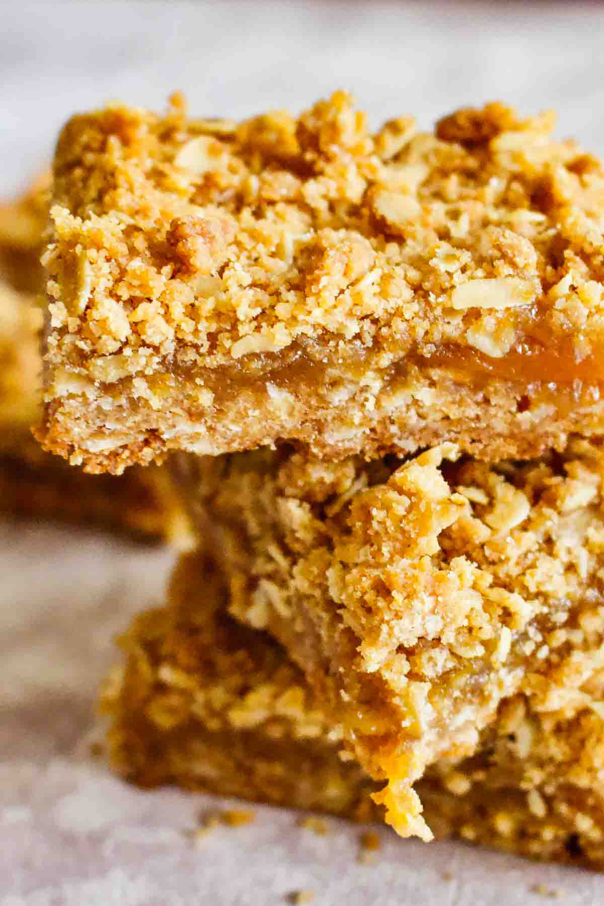 Apricot Oats Bars stacked.