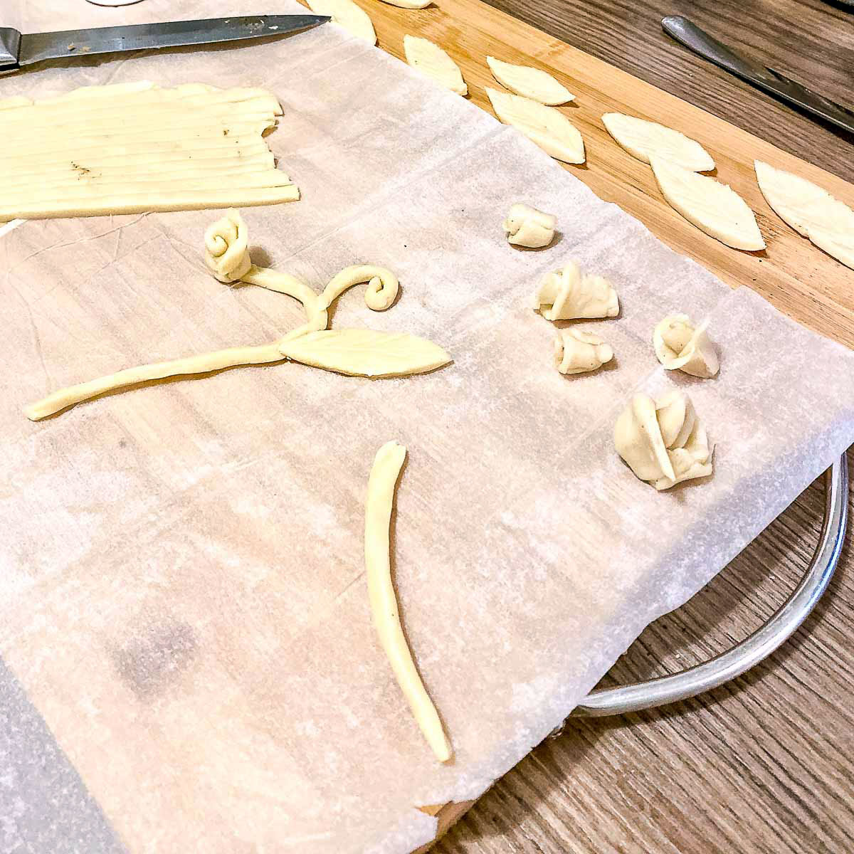 Pie crust decorations for the Pumpkin Pie.