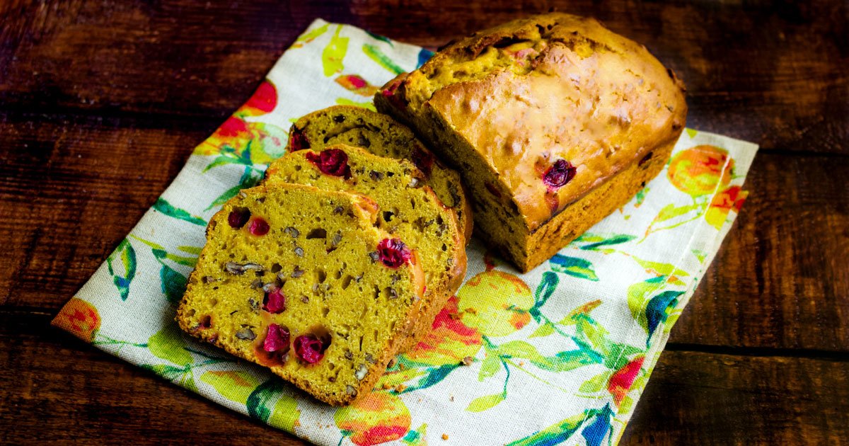 Pumpkin Bread With Fresh Cranberries