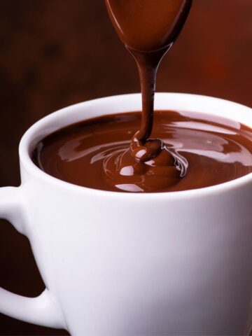 Spanish Hot Chocolate in a white mug.