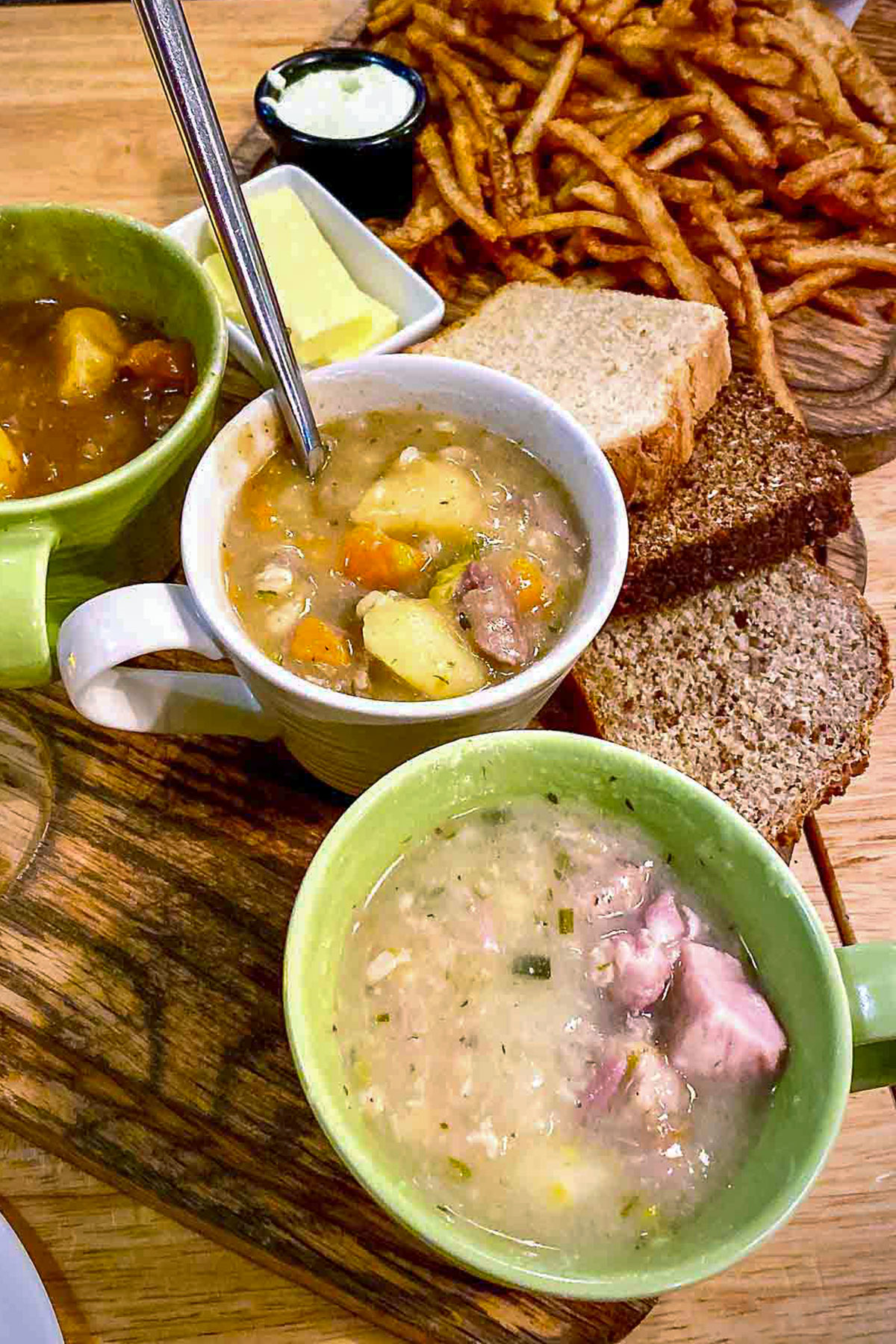 Irish Bread and stews on table.