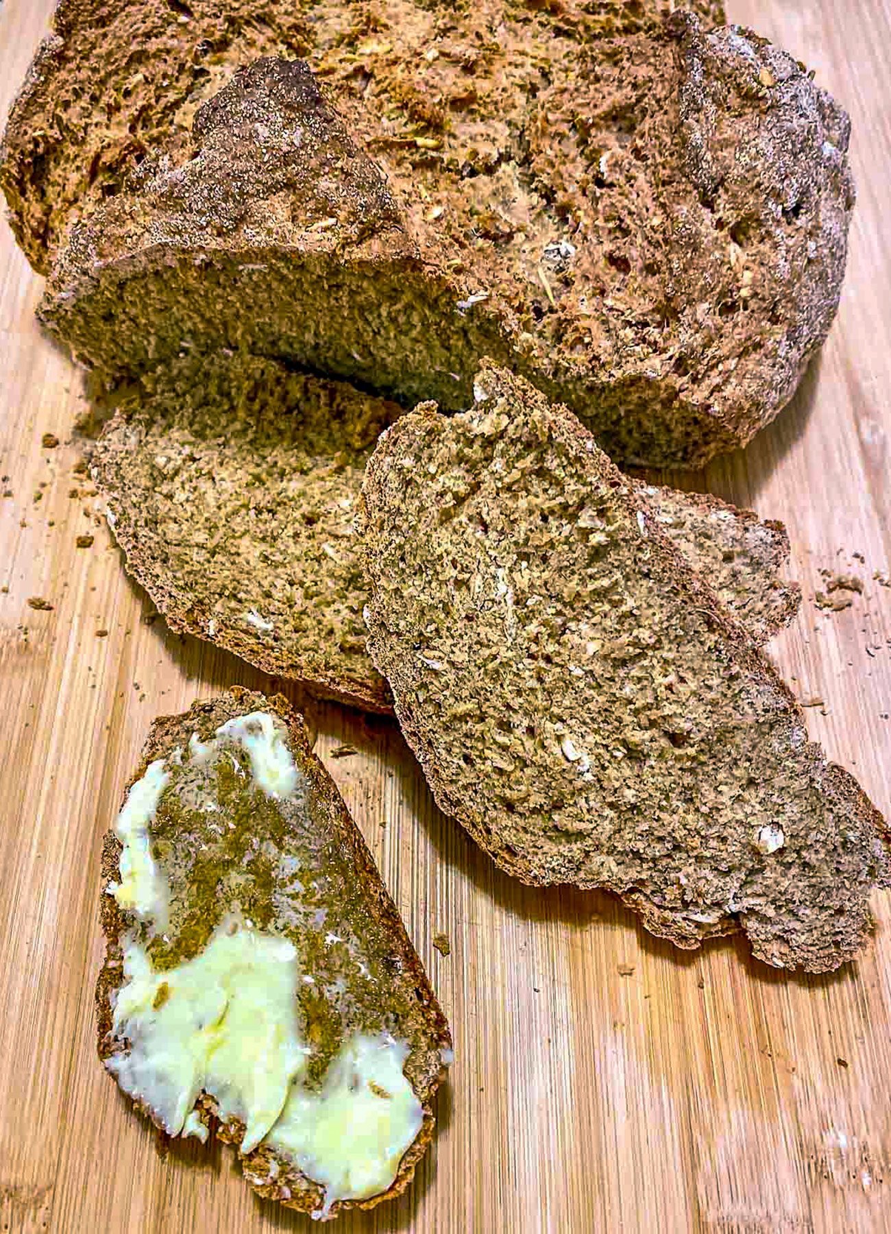 Sliced Irish Brown Soda Bread With Molasses.