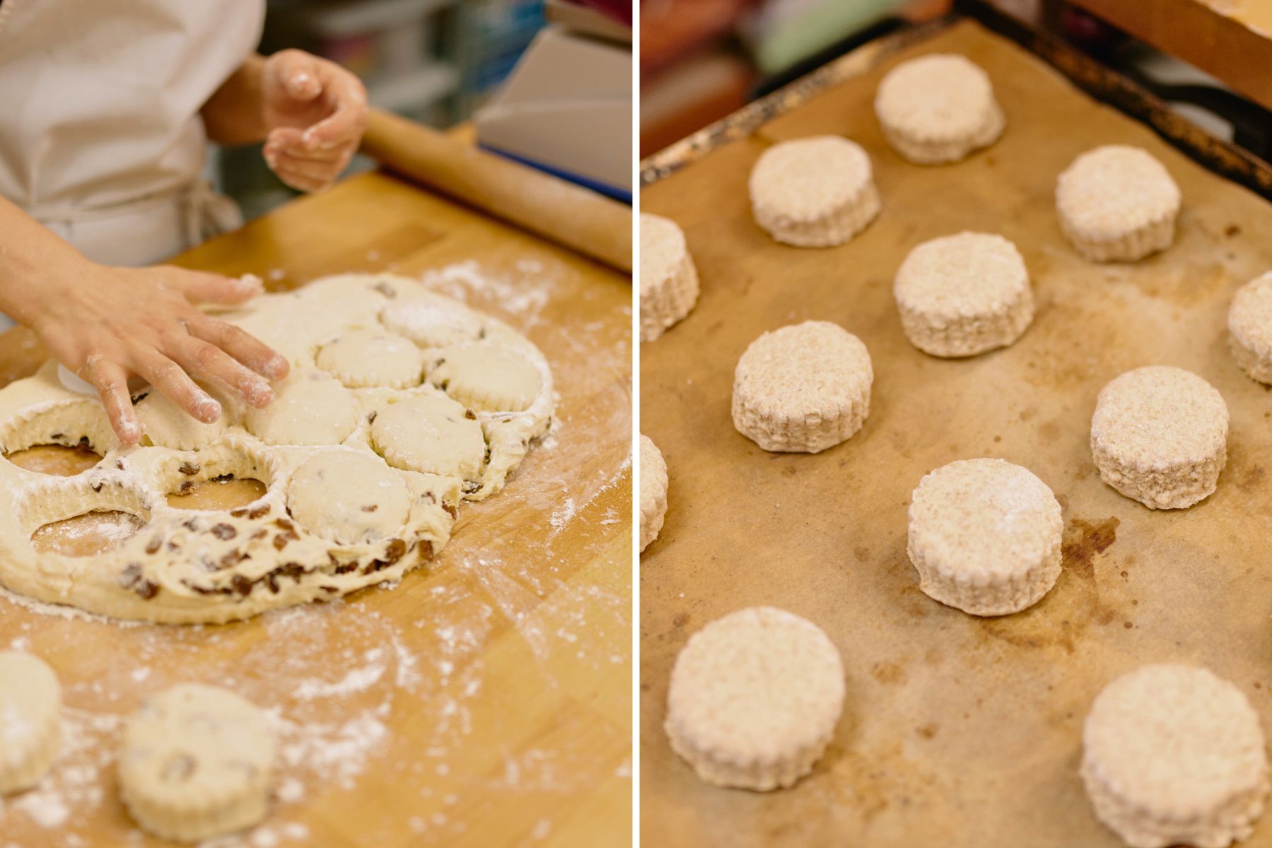 Collage of steps on making scones.