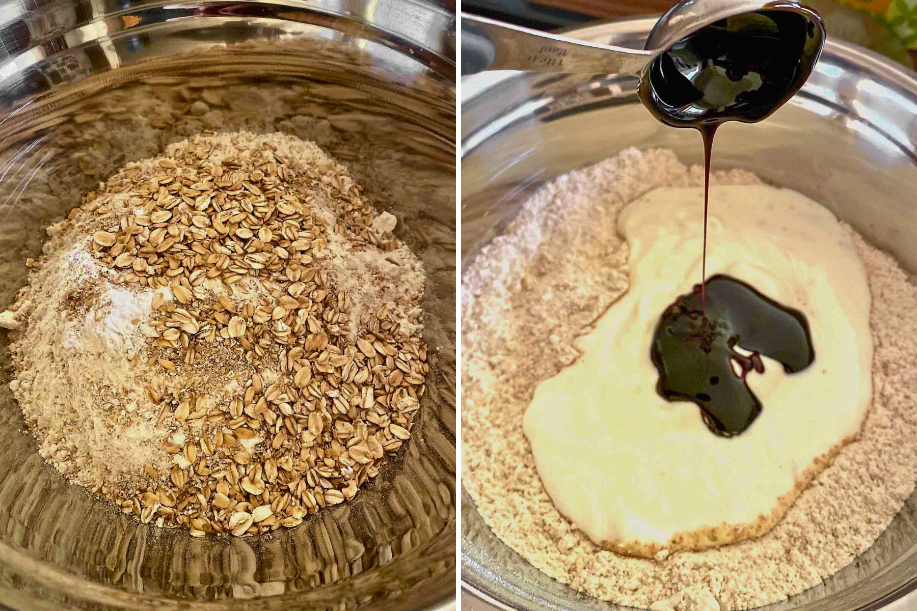 Steps to mix ingredients for soda bread