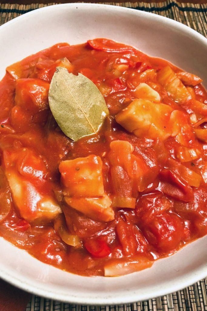 Spanish Cod In Tomato Sauce- closeup