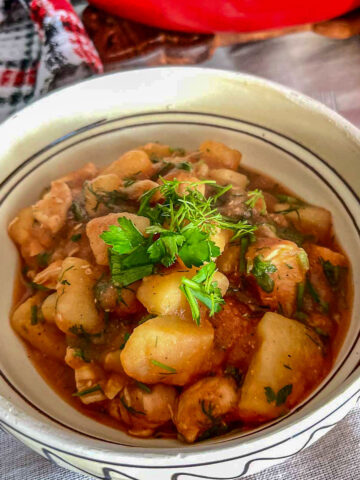 Potato Stew With Chicken in a serving bowl square image1200