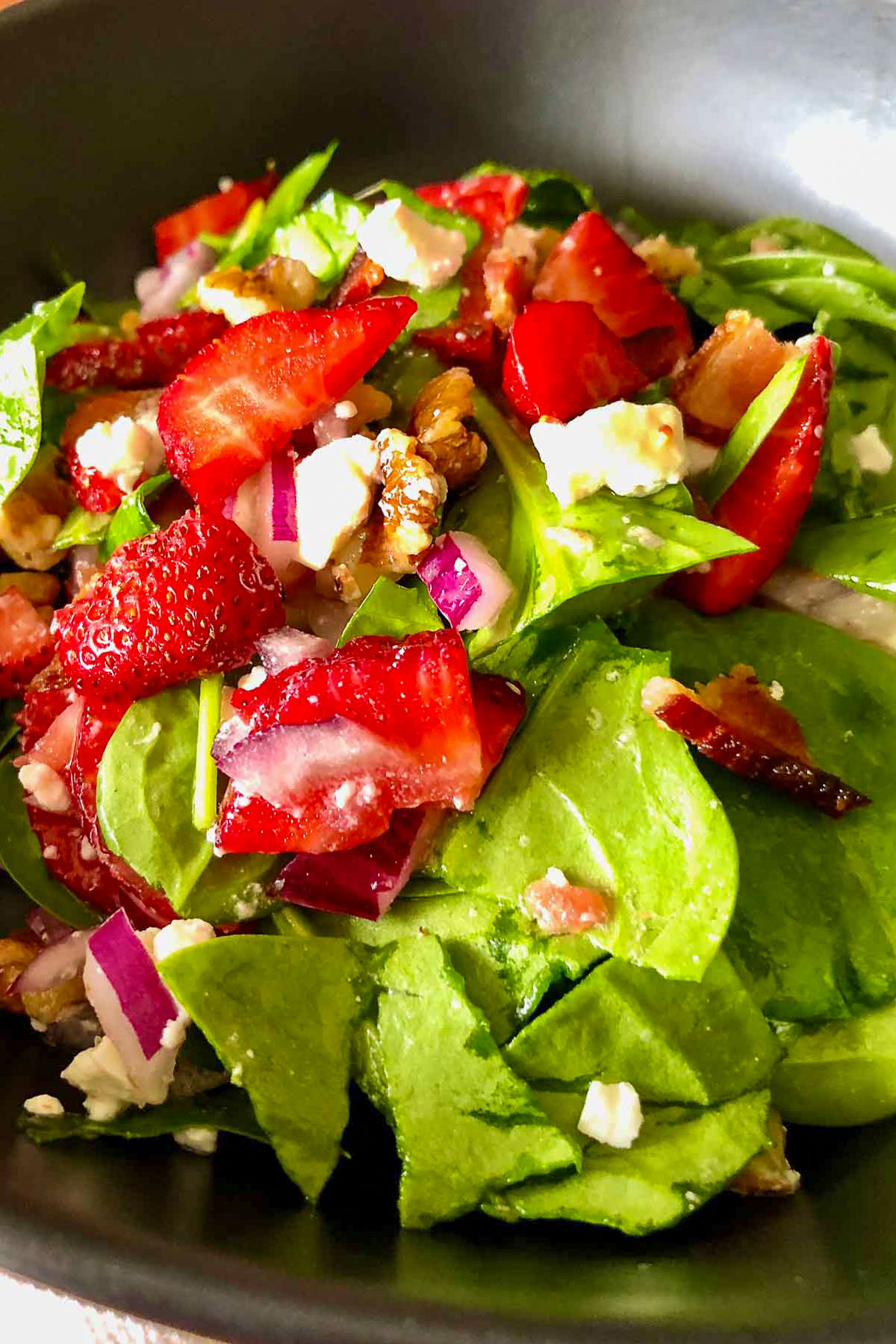 Spinach Strawberry Salad in a serving bowl.