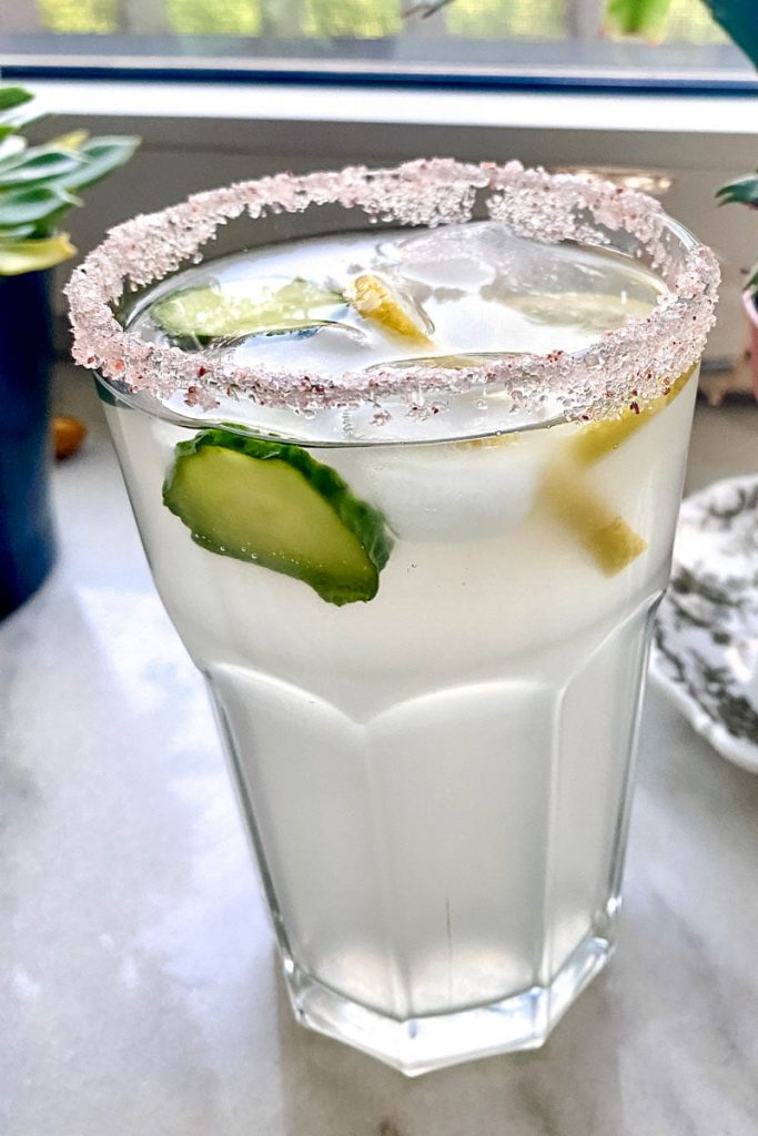 Cucumber Ginger Lavender Lemonade in a glass- featured picture