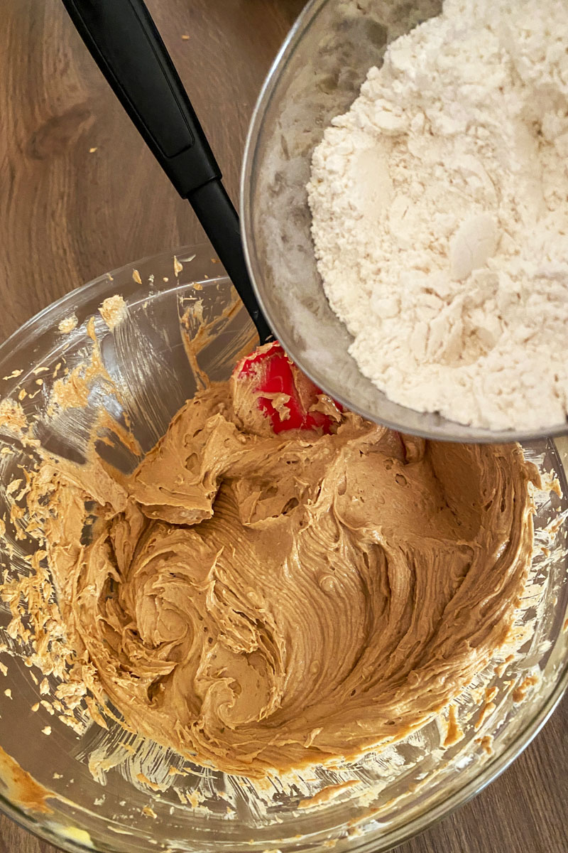 flour added to the cookie batter