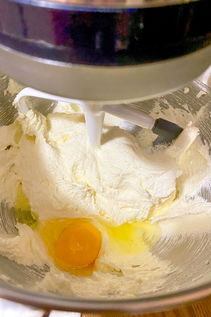 Cinnamon Swirl Coffee Cake beaten butter and sugar in the mixer with egg0