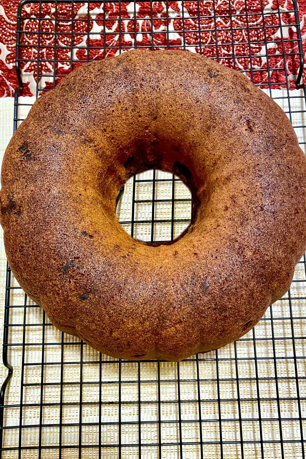 Cinnamon Swirl Coffee Cake on a metal rack0
