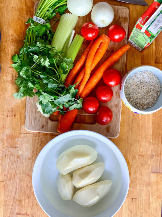 Ingredients for caldo de pollo