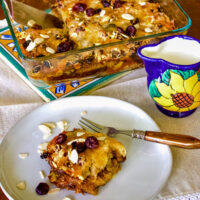 Capirotada slice on plate square photo0