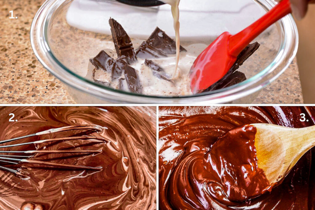 Making chocolate ganache collage0