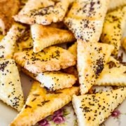 Homemade Cheesy Crackers on a tray.