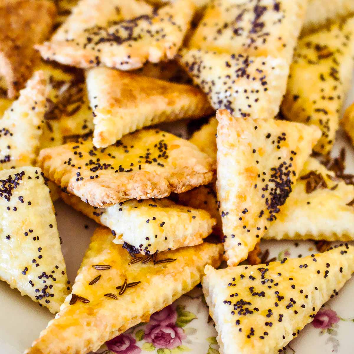 Homemade Cheesy Crackers on a tray.