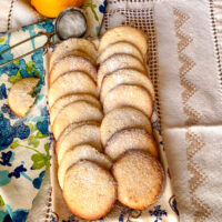 Lemon cream cheese cookies lined on platter Featured picture0